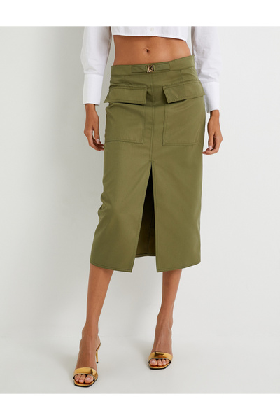 Koton Midi ceruzaszoknya rakodó zsebbel, hasítékkal és övvel