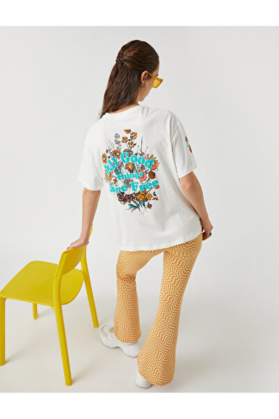 Koton Oversize κοντομάνικο T-shirt με λαιμόκοψη με στάμπα