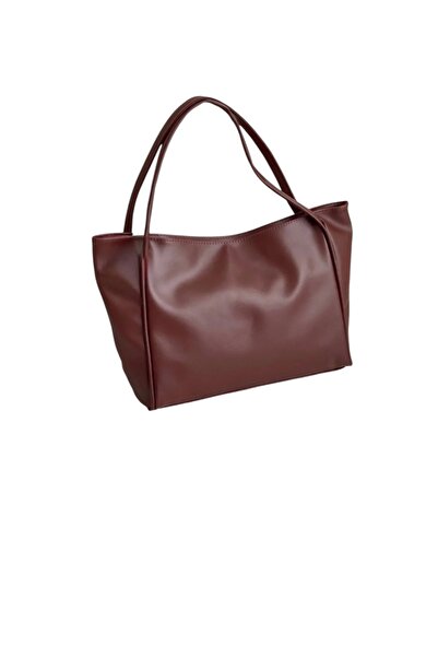 Eylül Burgundy Large Size Soft Leather Women's Shoulder Bag