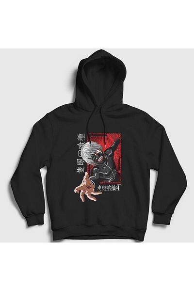 Presmono Unisex Μαύρο φούτερ με κουκούλα Ken Kaneki V2 Anime Tokyo Ghoul 350311 ττ