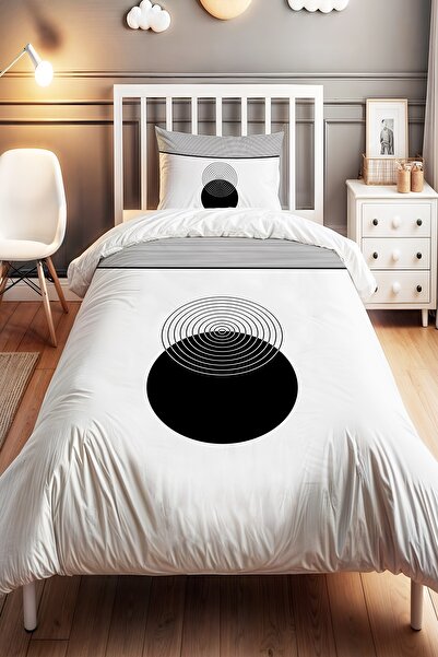 EVPANYA Bohem Yuvarlak Çizgili Desenli Tek Kişilik Bebek Çocuk Nevresim Seti