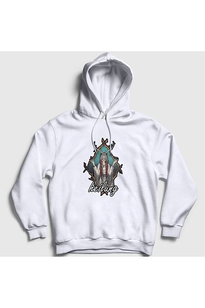 Presmono Λευκό φούτερ Unisex Nature Heilung με κουκούλα - 409107 ττ