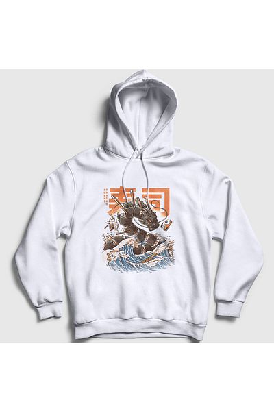 Presmono Λευκό Sushi Dragon Dragon Hooded Unisex φούτερ 354440 ττ