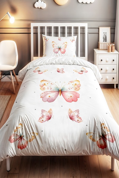 EVPANYA مجموعة مفروشات أطفال مفردة منقوشة على شكل فراشة منقطة