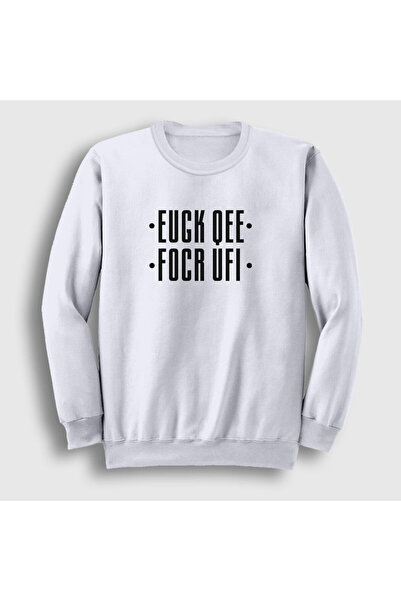Presmono Λευκό Unisex Φούτερ - Με την επιγραφή  "Fuck Off " σε διπλωμένο σχέδ...