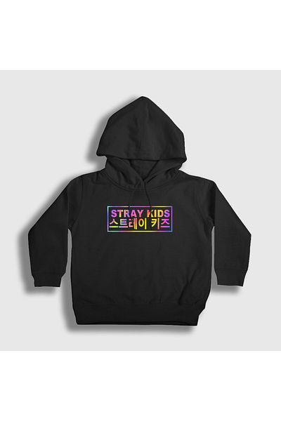 Presmono Унисекс детски суитшърт с качулка в черно, Stray Kids 396603tt