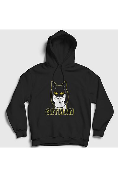 Presmono Унисекс черен суитшърт с качулка Catman Cat 396097tt
