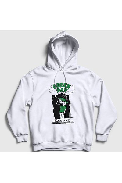 Presmono Φούτερ Unisex White Burnout Green Day με κουκούλα 395830 ττ