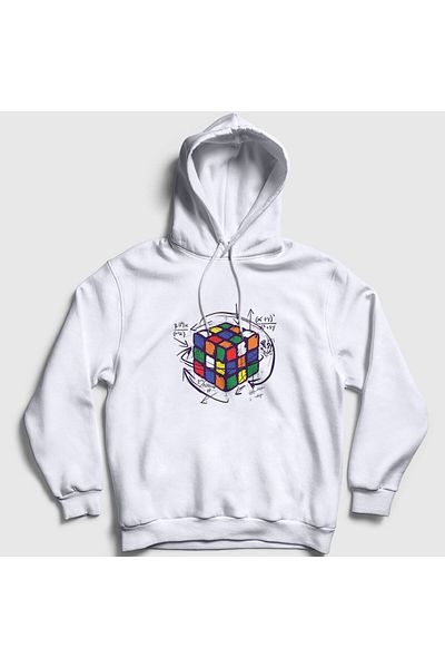 Presmono Φούτερ με κουκούλα Unisex White Solving Rubiks Cube Rubik Cup 340660 ττ