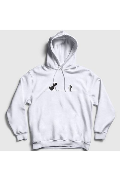 Presmono Unisex Λευκό Φούτερ με κουκούλα δεινοσαύρων χωρίς Διαδίκτυο 361857 ττ