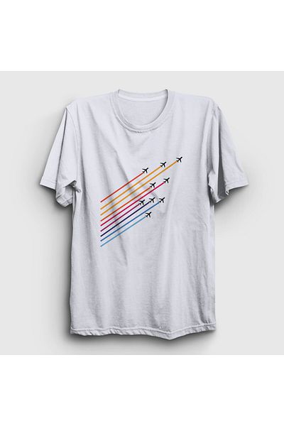 Presmono Unisex Λευκό T-shirt αεροπλάνου - Show Pilot Airplane 411558 ττ