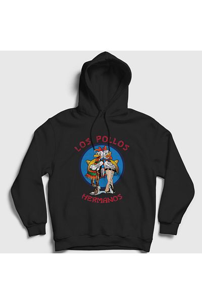 Presmono Унисекс черен суитшърт с качулка Los Pollos Hermanos с качулка и мотиви 406799tt
