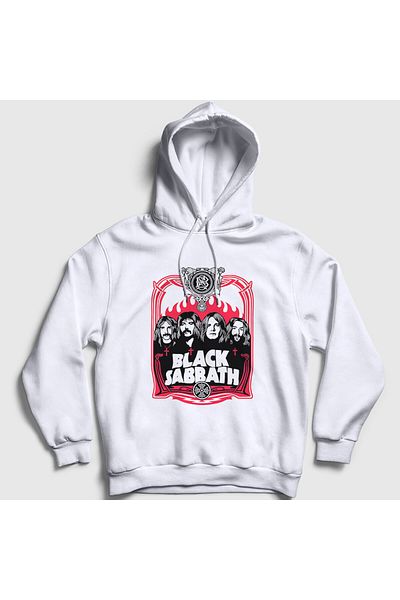 Presmono Φούτερ Unisex White Band V2 Black Sabbath με κουκούλα 376057 ττ