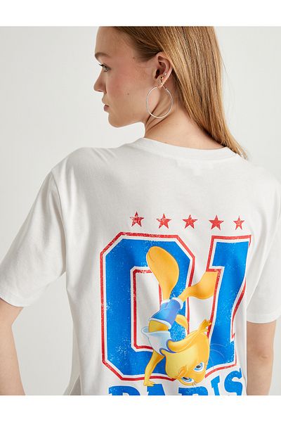 Koton Tricou Tweety, cu licență, imprimat pe spate, cu mânecă scurtă, decolteu, bumbac