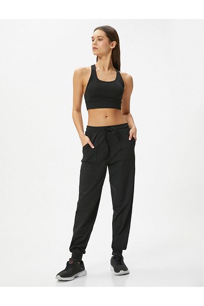 Koton Sport-Jogginghose, bequeme Passform, hohe Taille, Bindegürtel, Tasche