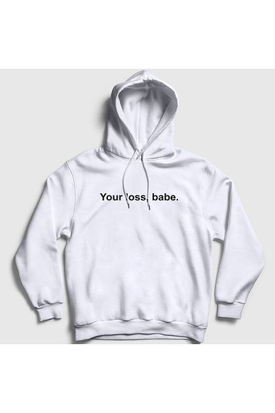 Presmono Φούτερ Unisex White Your Loss Babe με κουκούλα 415987 ττ