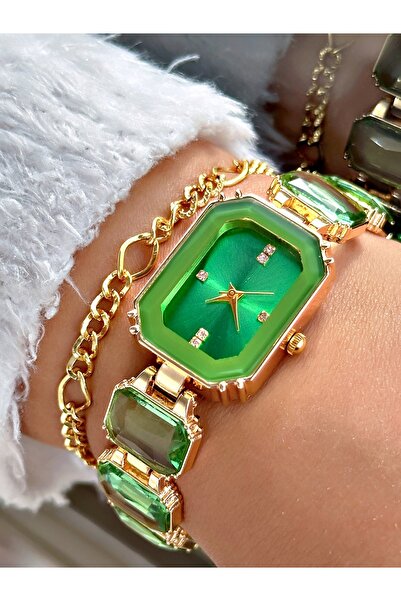 Tisaati ساعة يد نسائية فاخرة من سلسلة Premium مع هدية سوار - حبل معدني مرصع ب...