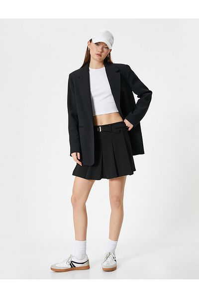 Koton A-line Mini Skirt - Thick Pleated and Standard Waist Belt