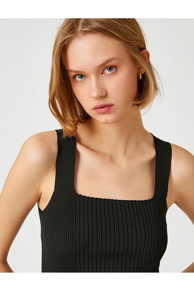 Koton Tricou cu coaste cu gât în U