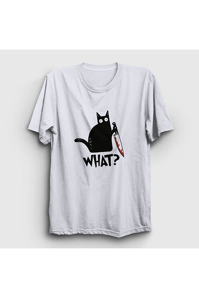 Presmono Μπλουζάκι Unisex White What Cat Cat 415210 ττ