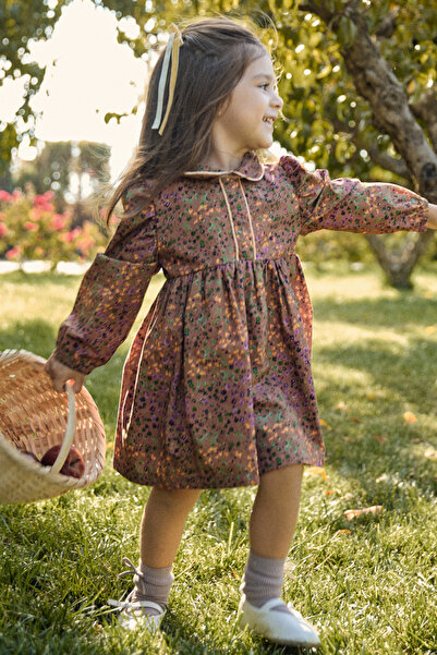 Maya And Luca Рокля за момиче с флорална подплата и дълги ръкави, 100% памук