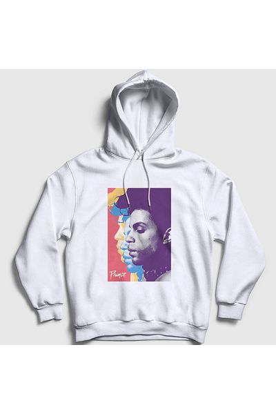 Presmono Unisex Λευκό Vintage Prince φούτερ με κουκούλα 414647 ττ