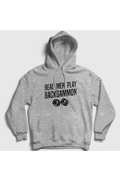 Presmono Φούτερ με κουκούλα Unisex Grey Real Men Backgammon Game Backgammon 418940 ττ