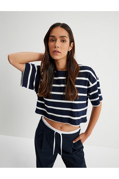 Koton Crop T-Shirt Short Sleeve Crew Neck Cotton