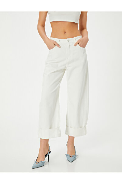 Koton Džíny s vysokým pasem vrstvená rovná kapsa na nohavicích - Barrel Fit Jeans