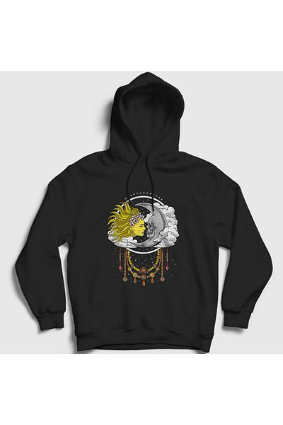 Presmono Унисекс черен суитшърт с качулка Witchcraft Sun Moon Sun Moon 415481tt