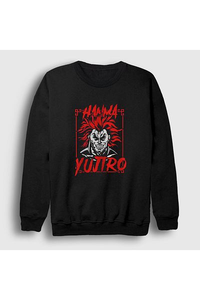 Presmono Унисекс черен суичър Yujiro Hanma Anime Baki 416150tt