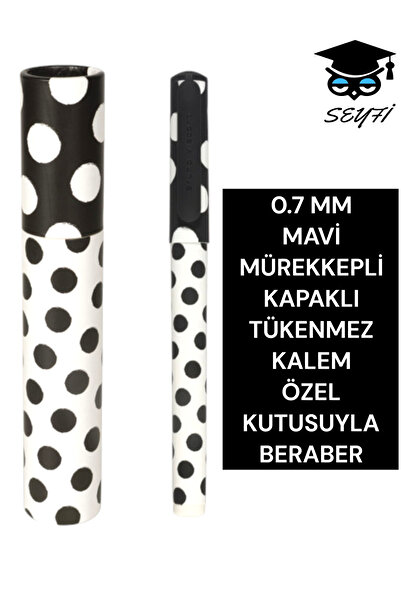 SEYFİKİRTASİYE قلم حبر أزرق مقاس 0.7 مم مع غطاء مناسب مع صندوق خاص