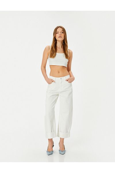 Koton Jeans mit hoher Taille und geradem Bein, mehrlagige Tasche – Barrel Fit Jeans