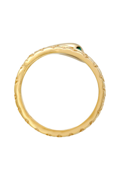 ELLI Inel de damă cu model șarpe roz, modern, cu cristale, din argint 925 placat cu aur