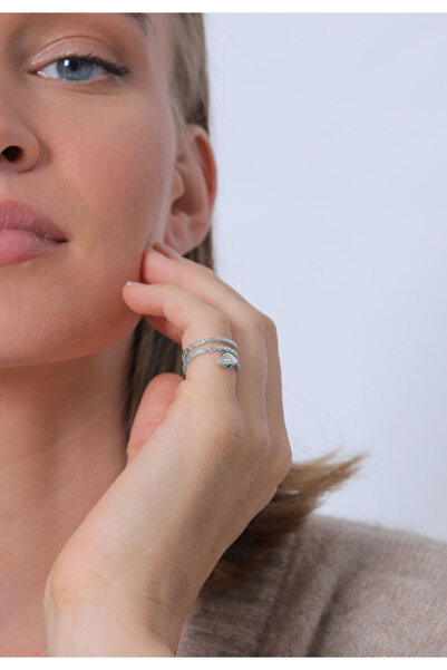 ELLI Dámský prsten s hadím vzorem a krystaly z 925 sterlingového stříbra, pozlacený