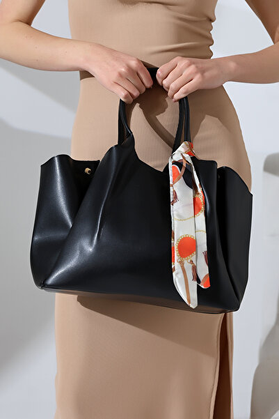 Encool Geantă neagră de umăr din piele pentru femei, cu 5 compartimente, cu f...