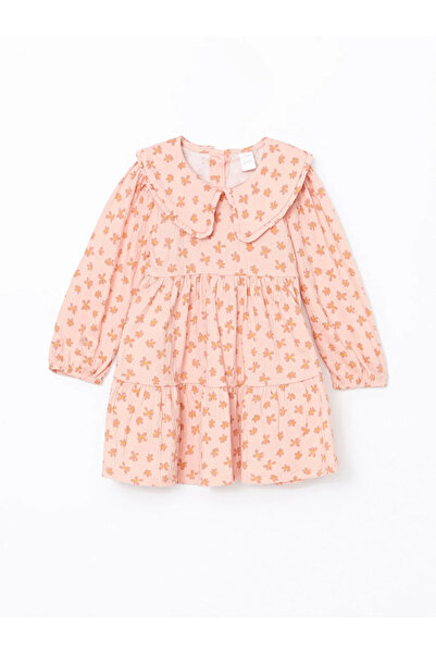 LC Waikiki LCW Kids Ekru Baskılı Çiçekli Kız Çocuk Elbise