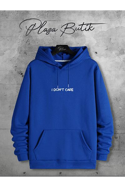 Plaza Butik Hanorac oversize cu glugă unisex cu imprimeu I Don't Care