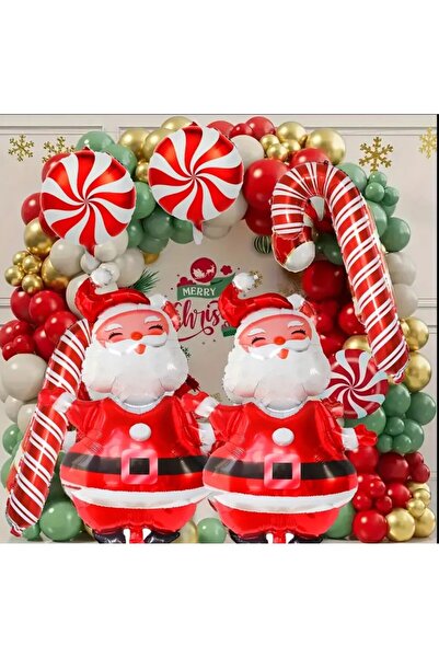 Gökkuşağı Sepeti Noel Baba Şeker Kamışı Değirmen Balon Seti