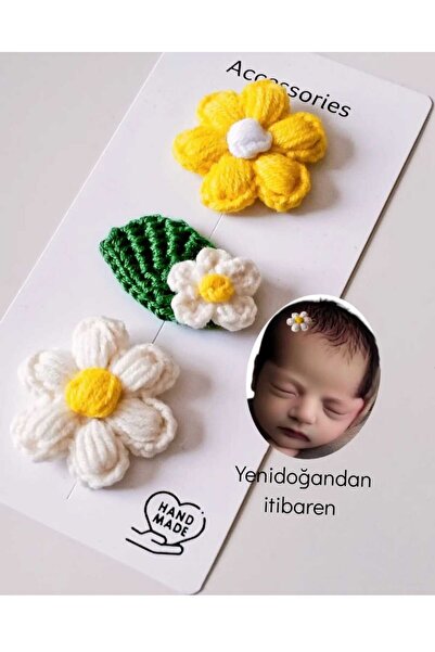 Kadın Girişimciler Atölyesi Yenidoğan Bebek Tokası 3'lü Klips Bebek Saçsız Be...