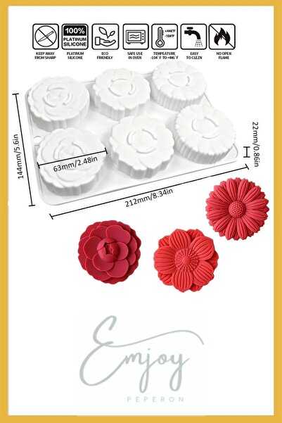 ENJOYPEPERON Çiçek Desenli Mooncake Kek Silikon Kalıp- Fransız Tatlı Pişirme Çikolata Kek Sabun Kalıbı