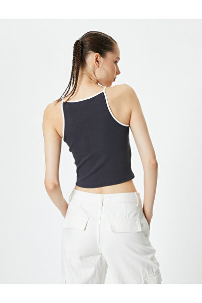 Koton Halter Yaka Üst Baskılı Ribanalı Pamuklu Slim Fit