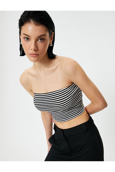 Koton Trägerloses Crop Top aus Baumwolle