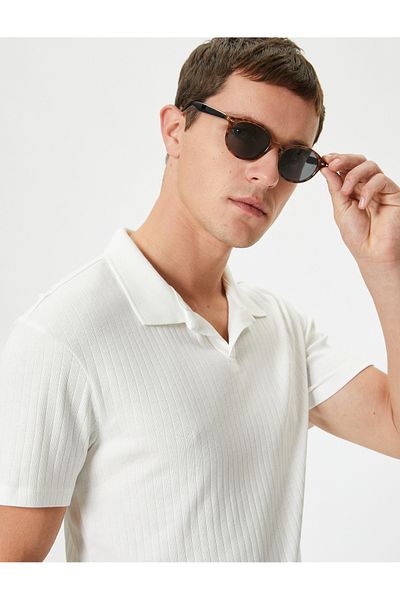 Koton Bavlněné tričko Polo Neck Slim Fit - Krátký rukáv