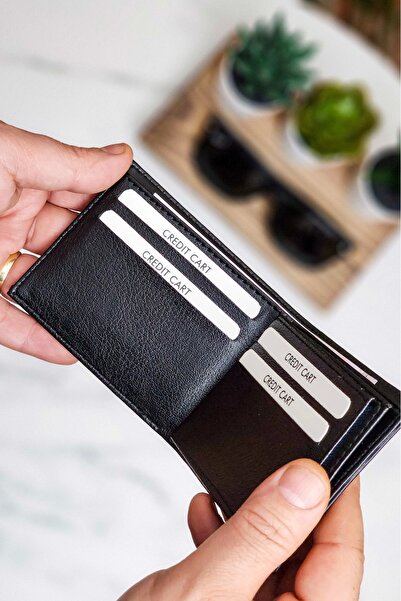 VANİLLA COLLECTİON Orijinal Klasik Şık İnce Deri Cüzdan Portföy 10 Kredi Kartlık Siyah