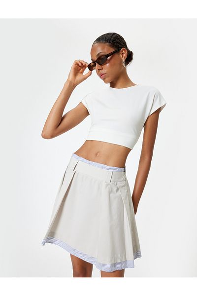 Koton Poplin Fabric Detailed Mini Skirt - A-line Standard Waist