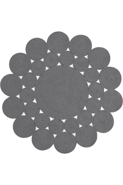 Cool Halı Luke 505 Gri Yuvarlak Halı Dekoratif Antre Hol Halısı Mutfak Halısı Hasır Balkon Halısı Banyo Halısı