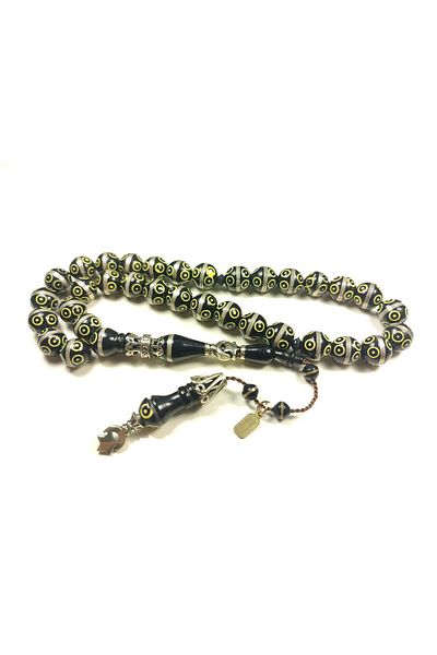İskeçe Exclusive Halil Hilmi Master's Artifact Silver Embroidery Silver Spiral Enamel Kuka Prayer Beads Certified 6163