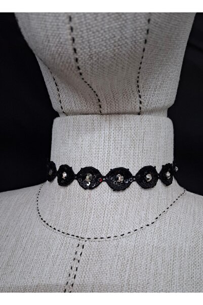 es moda shop Μαύρος γιακάς Lona - Δαντέλα με πέτρινη λεπτομέρεια