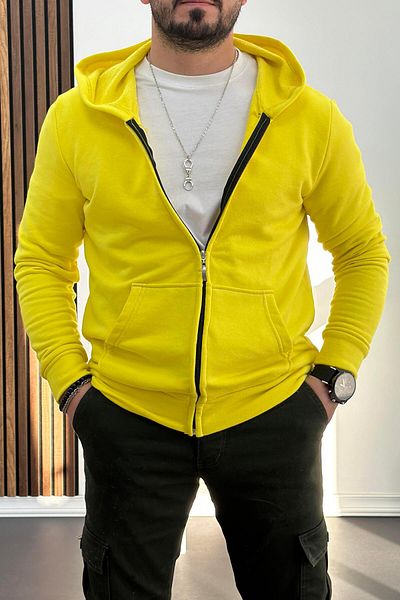 Edwox Yellow Rasterless Hooded Cardigan - 3 Yarn Edw223